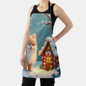 Pomeranian in Gingerbread Village Christmas Schürze (InSitu)