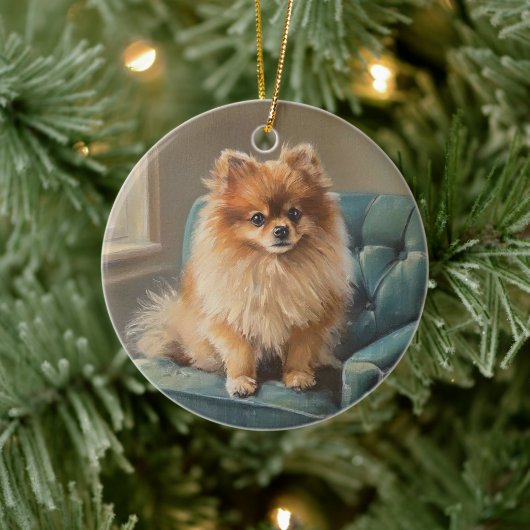Pomeranian Keramik Ornament (Baum)