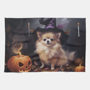 Pomeranian-Kürbisse Halloween Gruselig Geschirrtuch