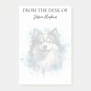 Pomeranian-Liebhaber mit Monogramm-Hund Post-it Klebezettel