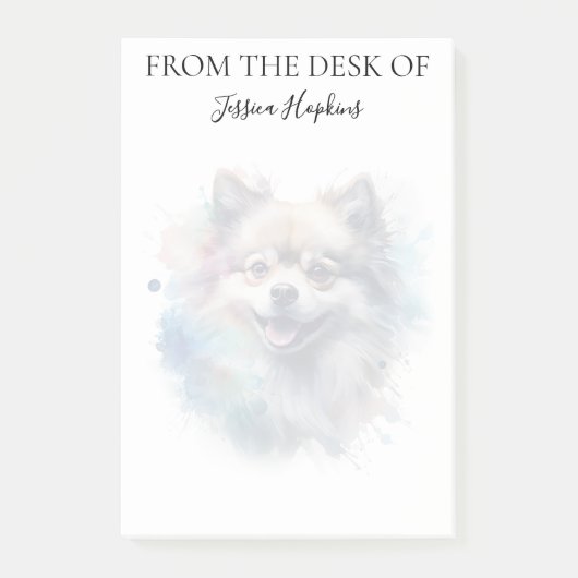 Pomeranian-Liebhaber mit Monogramm-Hund Post-it Klebezettel (Vorderseite)