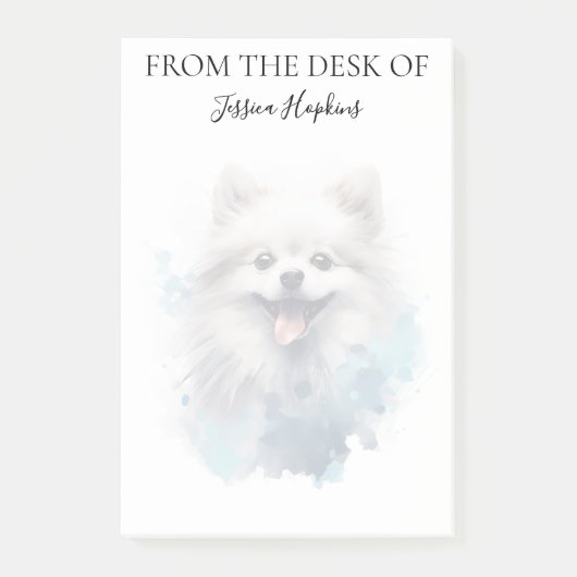 Pomeranian-Liebhaber mit Monogramm-Hund Post-it Klebezettel (Vorderseite)