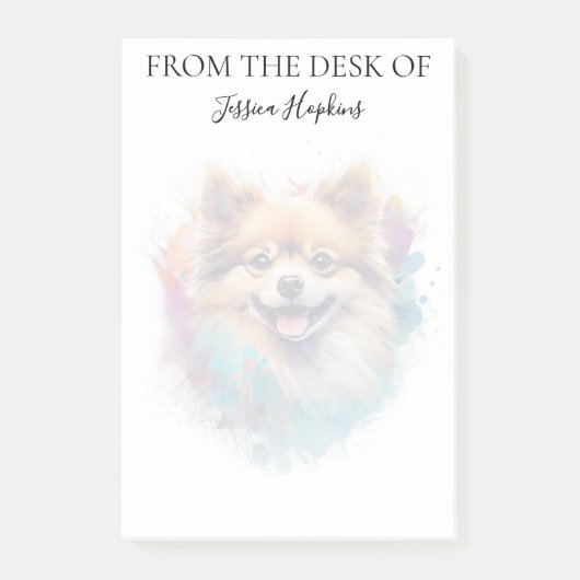 Pomeranian-Liebhaber mit Monogramm-Hund Post-it Klebezettel (Vorderseite)