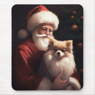 Pomeranian mit Weihnachtsmann Festive Weihnachten  Mousepad