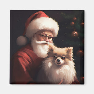 Pomeranian mit Weihnachtsmann Festives Weihnachten Magnet