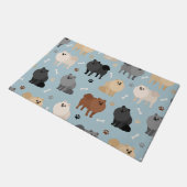 Pomeranian Paw-prints and Dog Bones Fußmatte (Schrägansicht)