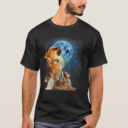 Pomeranian   Pomeranian Howling at the Moon T-Shirt (Vorderseite)