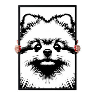 Pomeranian Pop Art Weiß & Schwarz Chic Ästhetik Poster
