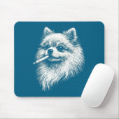 Pomeranian Rauchender Meme-Hund-Illustration Mousepad (Mit Mouse)