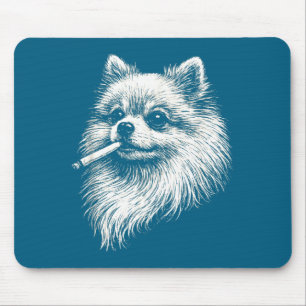 Pomeranian Rauchender Meme-Hund-Illustration Mousepad