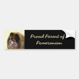 Pomeranian Schwarz und Braun Gemälde Originale Hun Autoaufkleber
