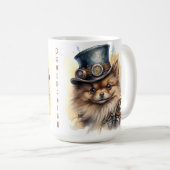 Pomeranian-Steampunk-Hund Kaffeetasse (VorderseiteRechts)
