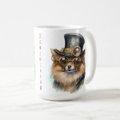 Pomeranian-Steampunk-Hund Kaffeetasse (VorderseiteRechts)