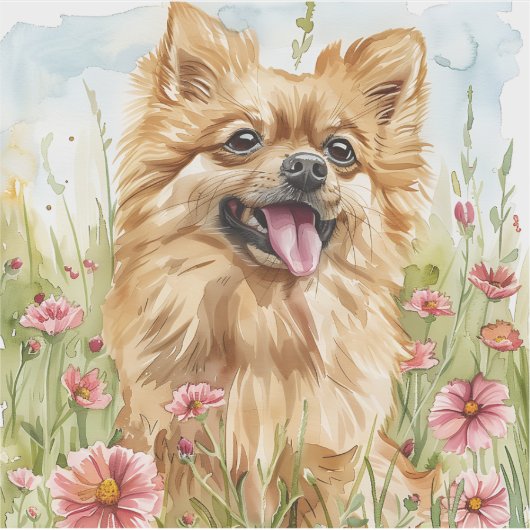Pomeranian Sticker – Watercolor Design (Vorderseite)