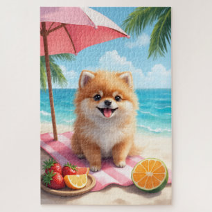 Pomeranian-Strand-Relax-Szene Puzzle