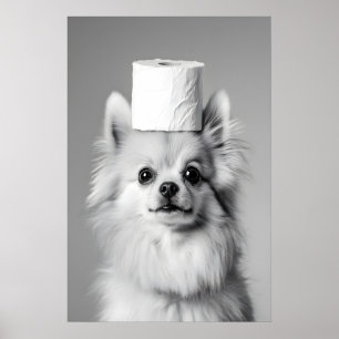 Pomeranian Toilettenpapierrollen-Druck, Lustige Ba Poster