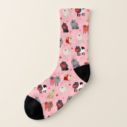 Pomeranian Valentine Pattern Socken (Links - Außen)