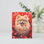 Pomeranian Valentinstag Postkarte (Stehend Vorderseite)