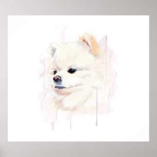 Pomeranian-Wandkunstposter, Aquarellmalerei Poster