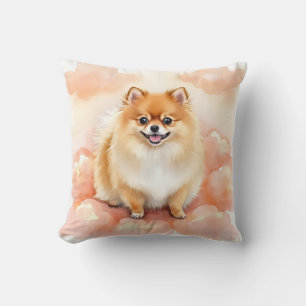 Pomeranian-Wasserfarben-Wolken-Puff-Kunst Kissen