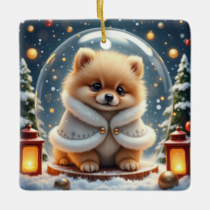 Pomeranian-Weihnachtskunst Keramikornament