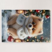 Pomeranian-Weihnachtskunst Puzzle (Horizontal)