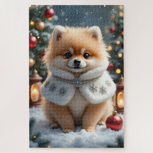 Pomeranian-Weihnachtskunst Puzzle (Vertikal)