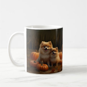 Pomeranian Welpe Herbstfreude Kürbis Kaffeetasse
