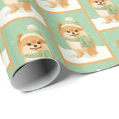 Pomeranian-Wintermuster Geschenkpapier (Rolleneckpunkt)