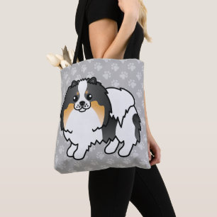 Pomeranian-Zeichentrickhund in weißem Dreifarbenma Tasche