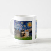 Pomeranians (vier) - Sternennacht Kaffeetasse (Vorderseite Links)