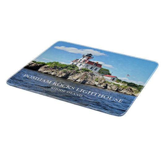 Pomham Rocks Lighthouse Rhode Island Cutting Board Schneidebrett (Ecke)
