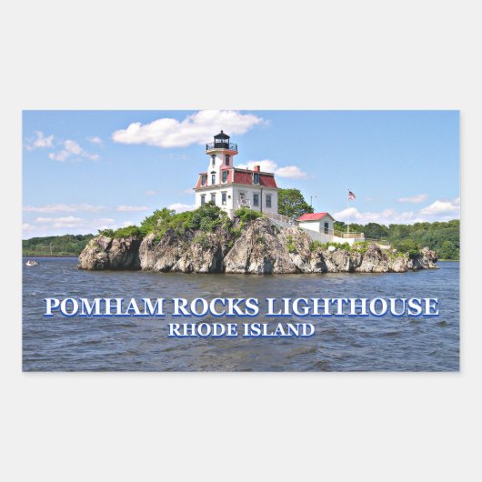 Pomham Rocks Lighthouse, Rhode Island Rechteckiger Aufkleber (Vorderseite)