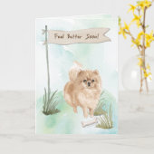 Pommeranian Fee Better After Operation with Dog Karte (Gelbe Blume)