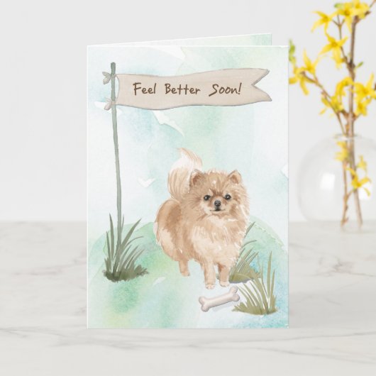 Pommeranian Fee Better After Operation with Dog Karte (Gelbe Blume)