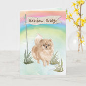 Pommeranisches Beileid über Regenbogenbrücke Karte (Gelbe Blume)