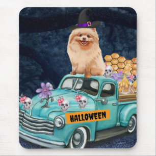 Pommernhund Halloween-LKW Gruselige Nacht Mousepad