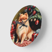 Pommersche Weihnachten Runde Wanduhr (Winkel)
