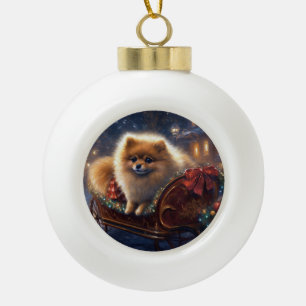 Pommersche Weihnachtsfestzeit Gebürstet Keramik Kugel-Ornament