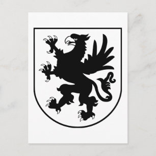 Pommersches Wappen Schwarz-Weiß Heraldik Postkarte