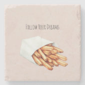 Pommes Frites Folge Deinen Träumen Steinuntersetzer (Vorderseite)