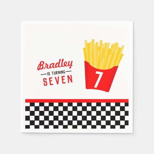 Pommes-Frites-Geburtstagsfeier Serviette (Vorderseite)
