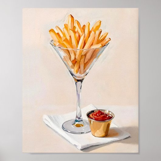 Pommes Frites im Martiniglas Poster (Vorne)
