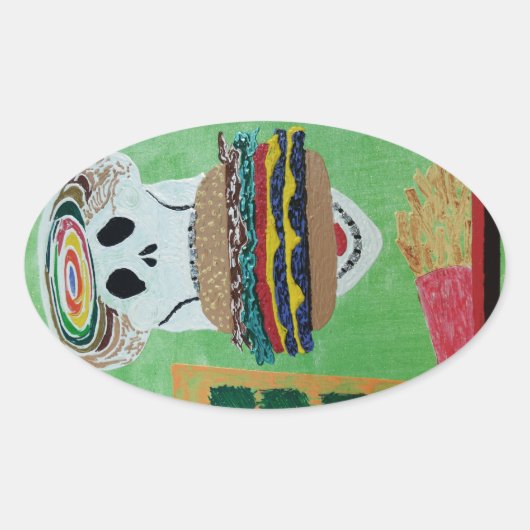 Pommes frites im Paradies Ovaler Aufkleber (Vorderseite)