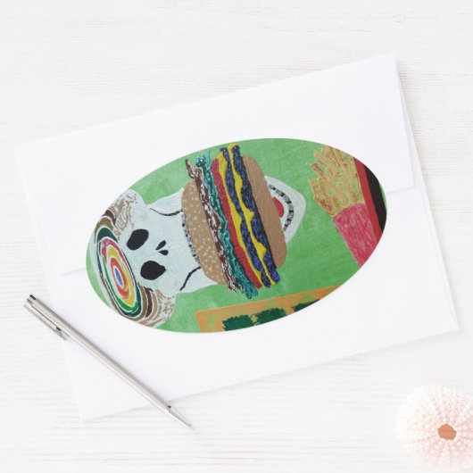 Pommes frites im Paradies Ovaler Aufkleber (Umschlag)