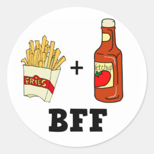 Pommes frites & Ketchup BESTE FREUNDIN Runder Aufkleber