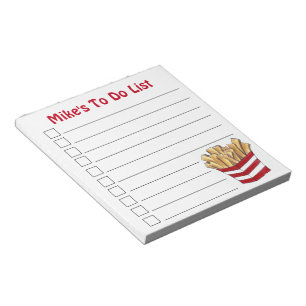 Pommes frites Pommes frites Fry Fast Food Notizblock