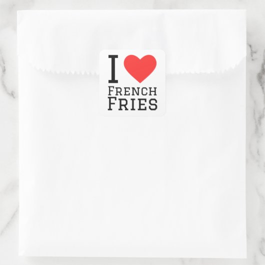 Pommes frites quadratischer aufkleber (Tasche)