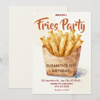 Pommes-Frites-Restaurant-Geburtstags-Einladung Einladung