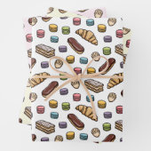 Pommes frites, süßes Macaron-Muster Geschenkpapier Set (Beispiel)